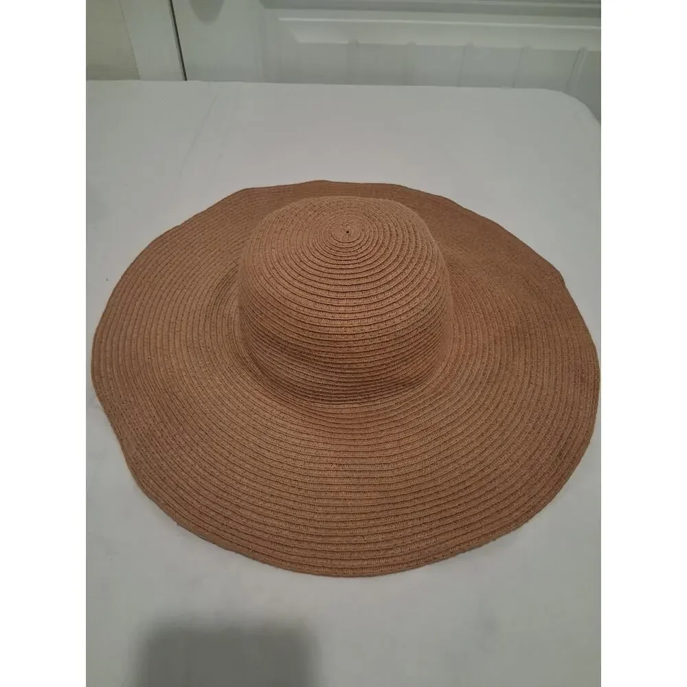 Women's Extra Wide Brim Straw Sun Hat Tan Brown Floppy Beach Cap Oversized OS